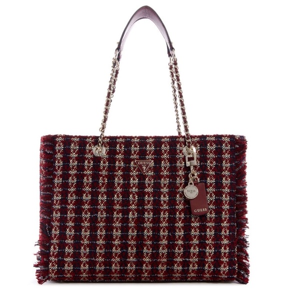 New GUESS Cessily Tweed Tote/Bag - Picture 1 of 7